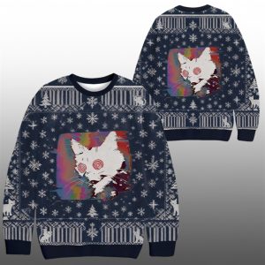 2025 Christmas Glitch Cat Ugly Sweater 1 1
