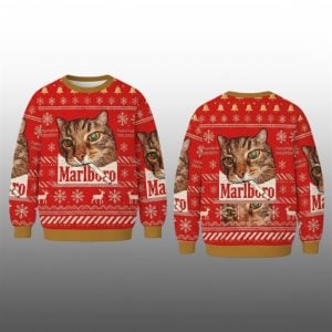 2025 Marlboro Smoking Cat Meme Christmas Ugly Sweater 1 1
