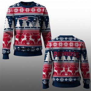 2025 Patriots Reindeer Football Christmas Ugly Sweater 1 1