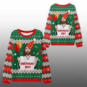 2025 Christmas BIRTHDAY BOY Jesus Ugly Sweater 1 1