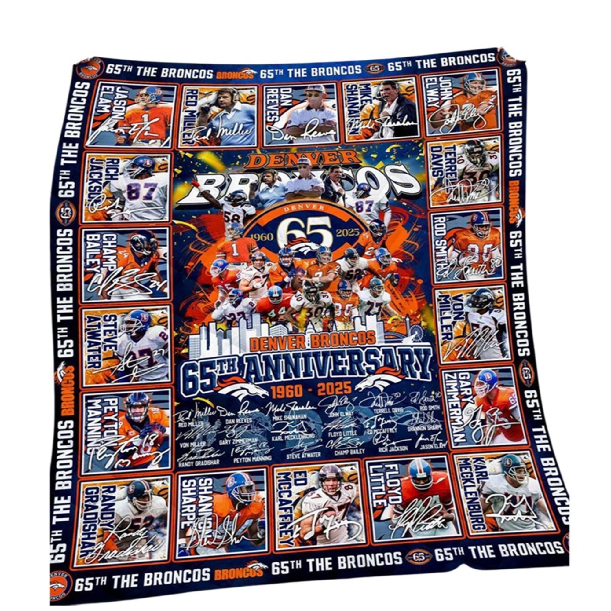 Broncos 65th Anniversary 1960 2025 Blanket 2 Broncos 65th Anniversary 1960 2025 Blanket 1 2