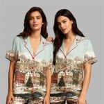 Christmas Town Whimsical Winter Village Art Pajama Set