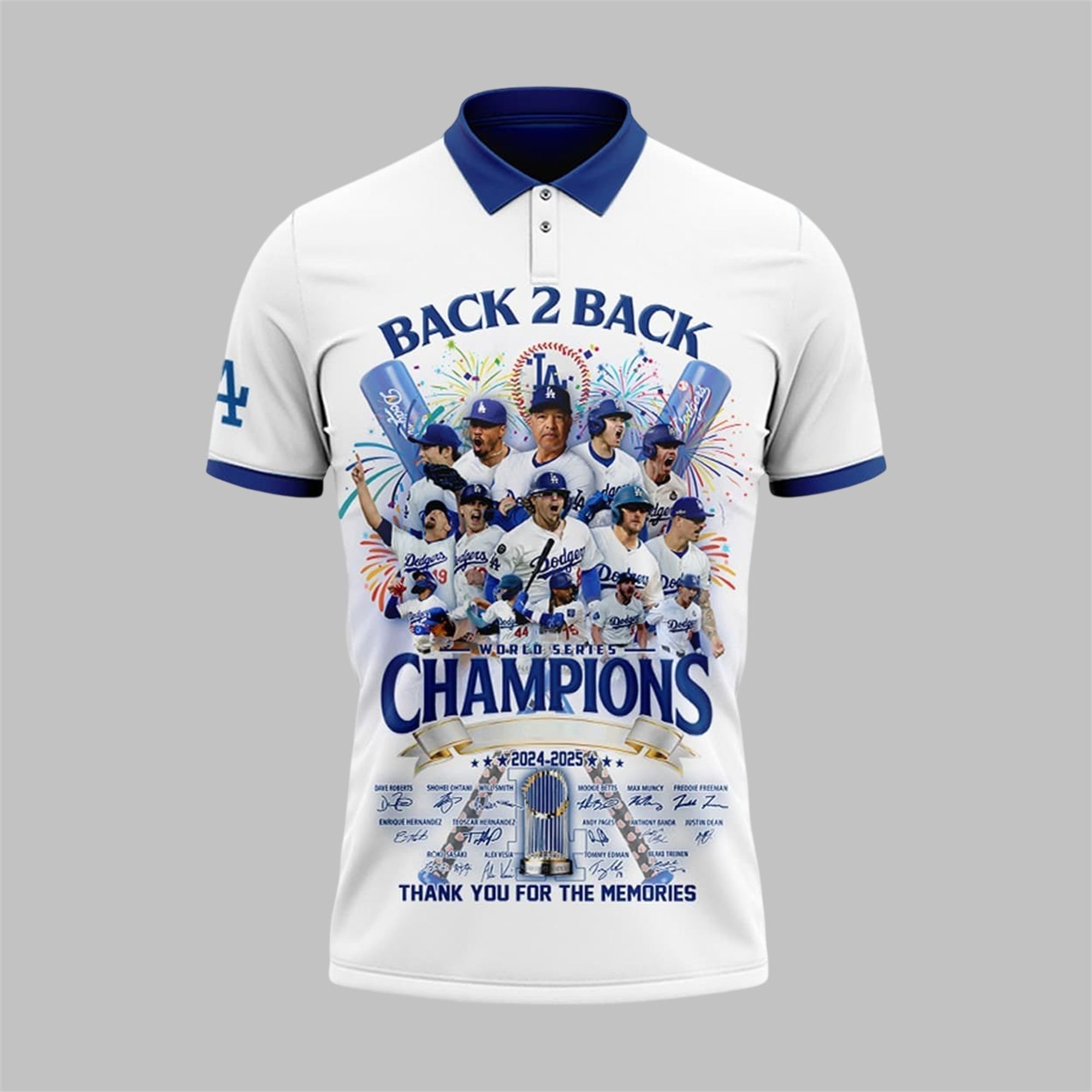 Dodgers Back 2 Back World Series Champions 2024-2025 Polo Shirt 2 Dodgers Back 2 Back World Series Champions 2024 2025 Polo Shirt 2