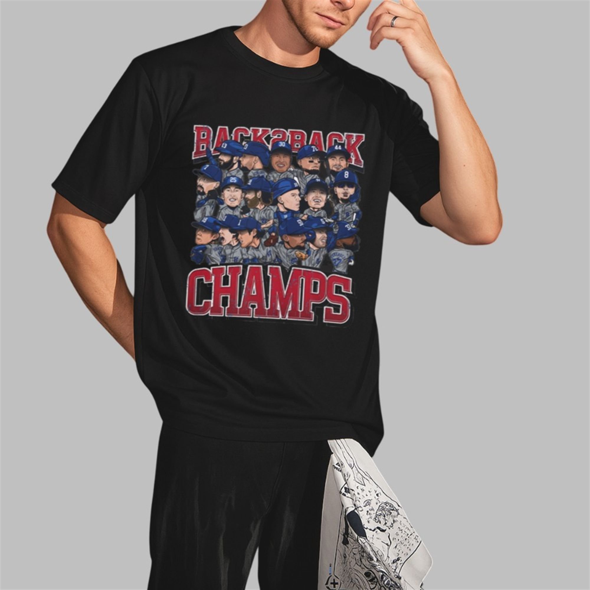 Dodgers Back To Back World Champs Caricatures Shirt 3 Dodgers Back To Back World Champs Caricatures Shirt 2 3