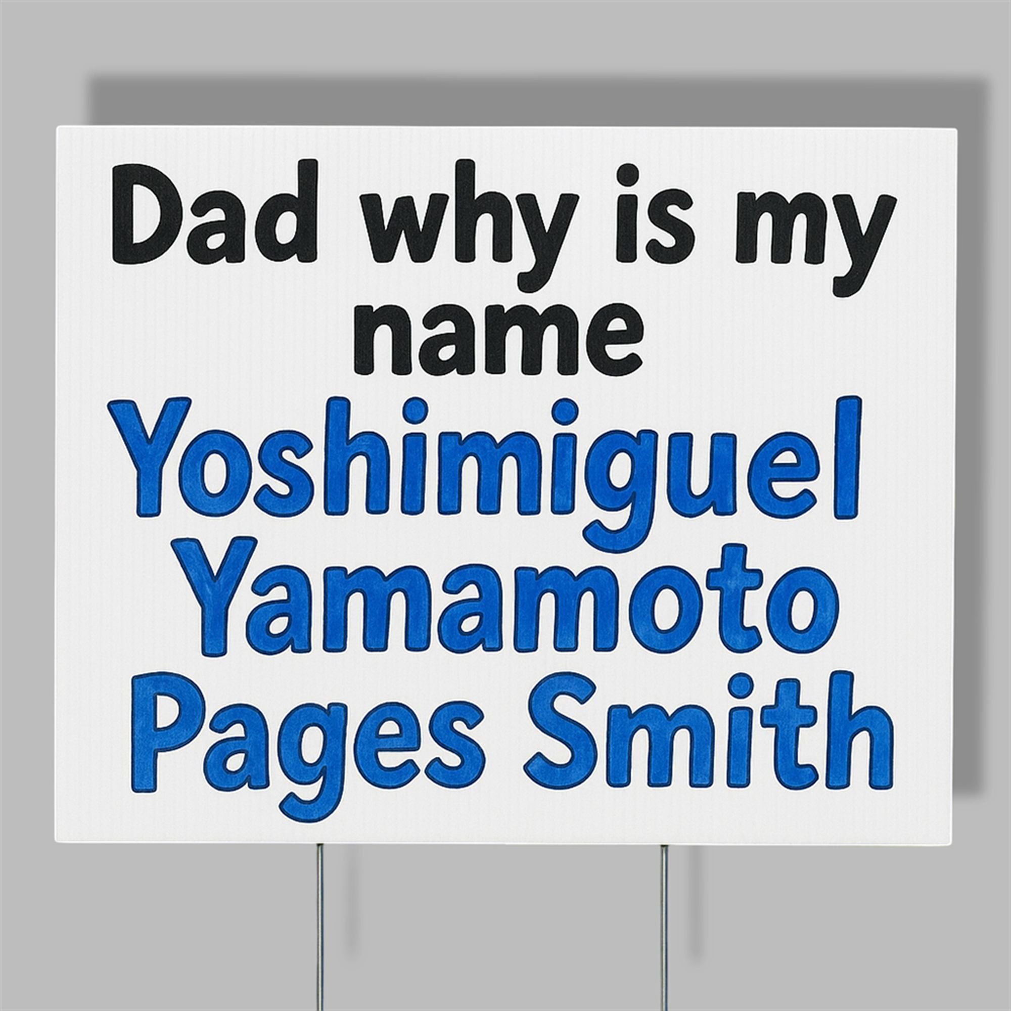 Dodgers Dad Why Is My Name Yoshimiguel Yamamoto Pages Smith Yard Sign 1 Doodgers Dad Why Is My Name Yoshimiguel Yamamoto Pages Smith Yard Sign 1