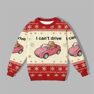 2025 Christmas I Cant Drive Funny Hamster Meme Ugly Sweater 1