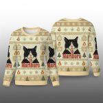 Funny Cat Smoking Cigarette Meme Ugly Christmas Sweater