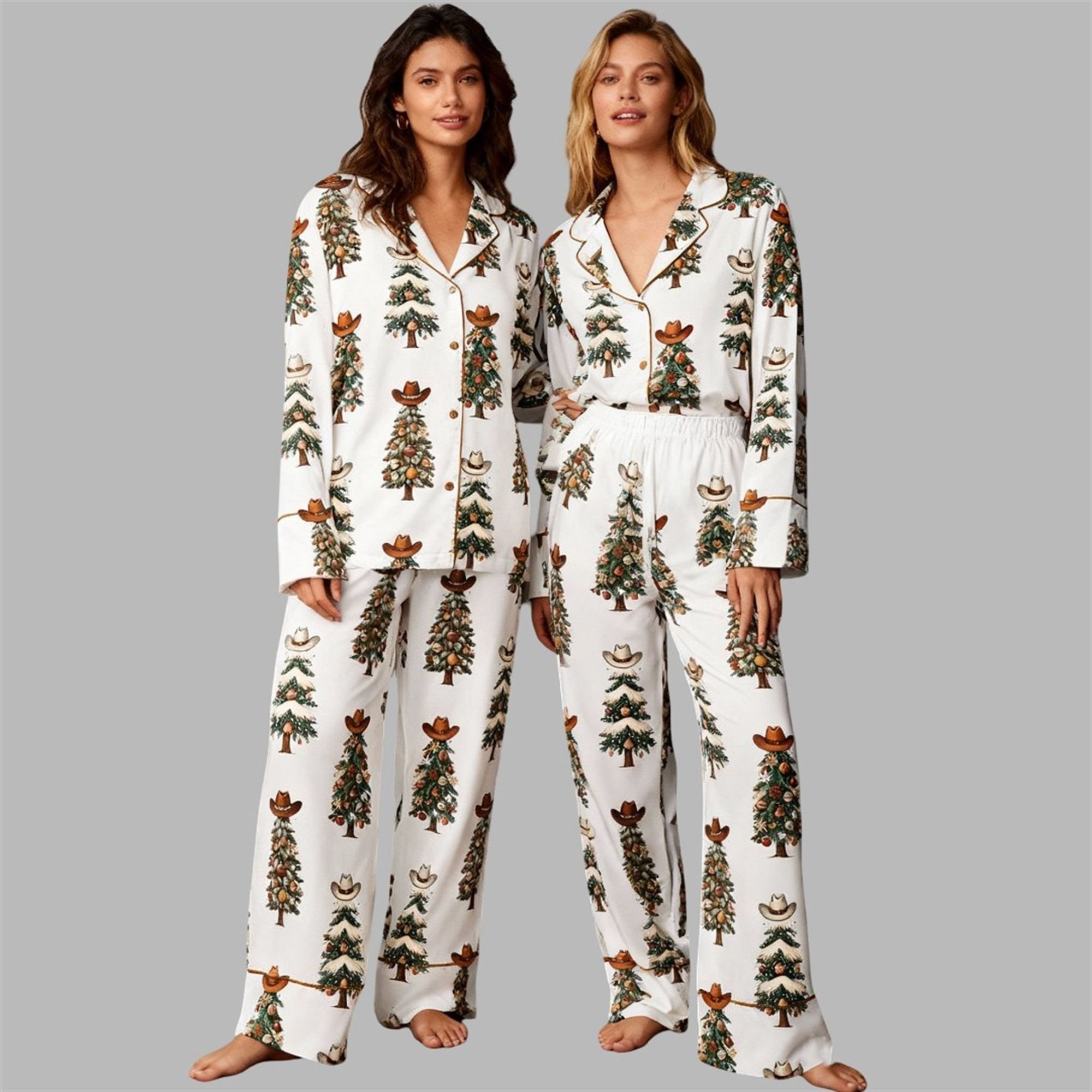 Howdy Christmas Western Cowboy Tree Pajama Set 2 Howdy Christmas Western Cowboy Tree Pajama Set 2