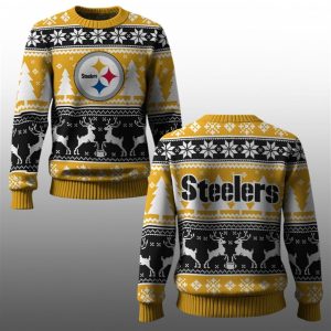 2025 Steelers Reindeer Football Christmas Ugly Sweater 1 1