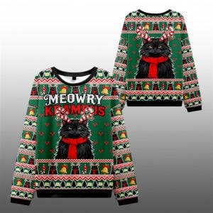 2025 Christmas Krampus Black Cat Ugly Sweater 1 1
