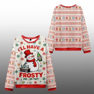 2025 Christmas Snowman Drinking Beer Ugly Sweater 1 1