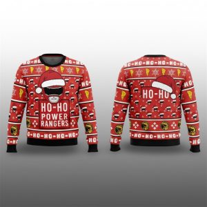 0 2025 Christmas Ho Ho Power Rangers Ugly Sweater