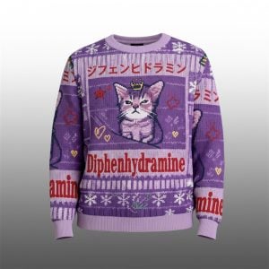 2025 Christmas Cat Meme Diphenhydramine Ugly Sweater 0
