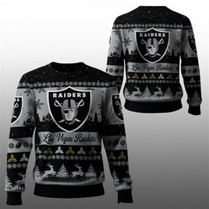 2025 Christmas Raiders Festive Reindeer Tree Ugly Sweater 1 1