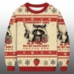 Strawberry Jams Raccoon Glock Ugly Christmas Sweater
