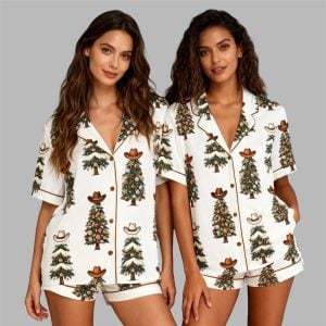 Howdy Christmas Western Cowboy Tree Pajama Set 1