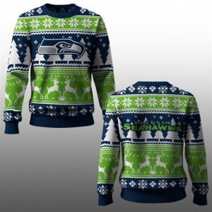 2025 Seahawks Reindeer Football Christmas Ugly Sweater 1 1