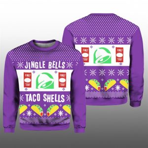 2025 Jingle Bells Taco Shells Fire Ugly Christmas Sweater 1 1