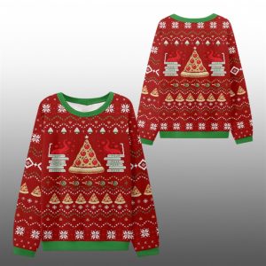 2025 Christmas Pizza Tree Foodie Ugly Sweater 1 1
