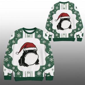 2025 Christmas Frog Wearing Santa Hat Ugly Sweater 1 1