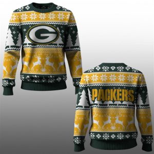 2025 Packers Reindeer Football Christmas Ugly Sweater 1 1