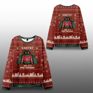 2025 Christmas Santa No It is Mothman Ugly Sweater 1 1