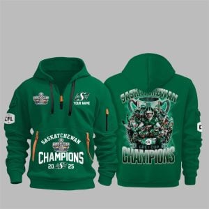 Saskatchewan Grey Cup Champions 2025 Quarter Zip Hoodie 3