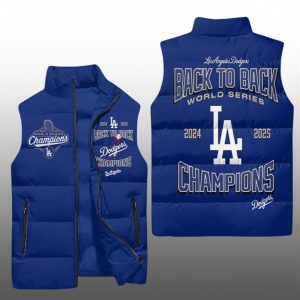 Dodgers Back To Back World Series 2024 2025 Champions Puffer Vest 1