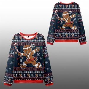 2025 Christmas Gingerbread Man Japanese Samurai Ugly Sweater 1 1