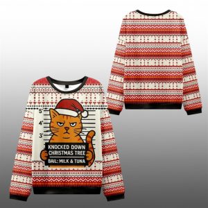 2025 Christmas Arrested Cat Christmas Tree Ugly Sweater 1 1