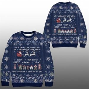 2025 Christmas Santas Database Never Out of Sync Ugly Sweater 1 1