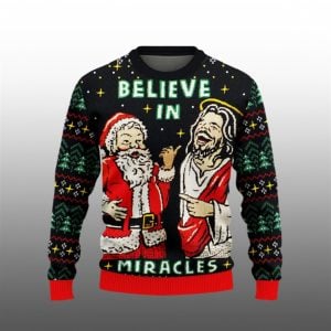 2025 Christmas Jesus Believe In Miracle Ugly Sweater 1 1