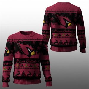2025 Christmas Cardinals Festive Reindeer Tree Ugly Sweater 1 1