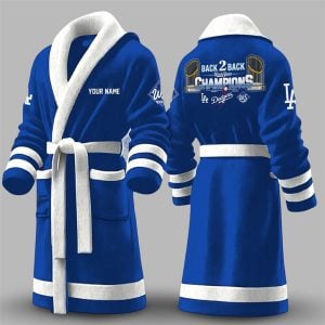 2025 LA Dodgers Back To Back Champions World Series Fleece Bothrobe 1