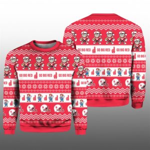 2025 Nebraska Huskers Go Big Red Ugly Christmas Sweater 1 1