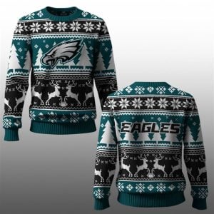 2025 Eagles Reindeer Football Christmas Ugly Sweater 1 1
