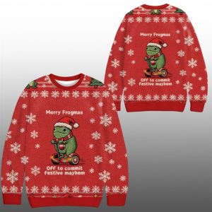 2025 Christmas Off to Commit Frogmas Mayhem Ugly Sweater 1 1