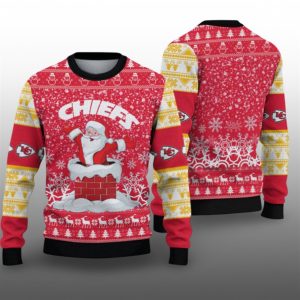 2025 KC Chiefs Funny Santa Ugly Christmas Sweater 1 1