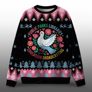 2025 Christmas Public Parks Libraries Education Broadcasting Ugly Sweater 1 1