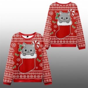 2025 Christmas Cat In The Sock Ugly Sweater 1 1