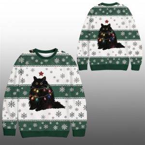 2025 Christmas Lights Cat Japanese Ugly Sweater 1 1