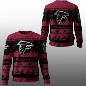2025 Christmas Falcons Festive Reindeer Tree Ugly Sweater 1 1