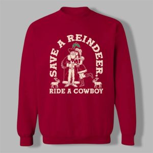 2025 Christmas Save A Reindeer Ride A Cowboy Ugly Sweater (1)
