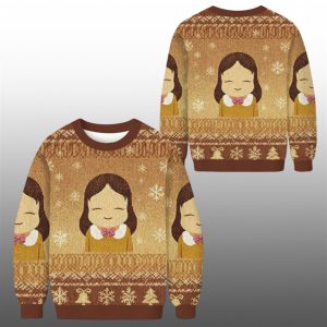 2025 Christmas Girl Eyes Closed Ugly Sweater 1 1