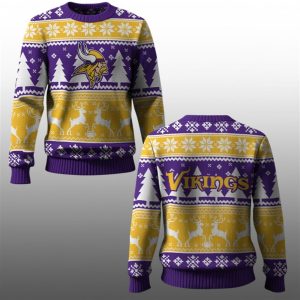 2025 Vikings Reindeer Football Christmas Ugly Sweater 1 1