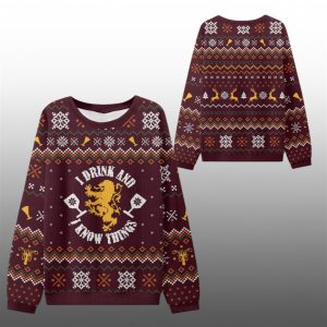 2025 Christmas I Drink and I Know Things Ugly Sweater 1 1