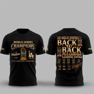 Dodgers World Series Back To Back Champions 2025 Gold Shirt