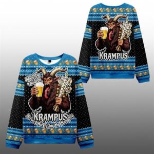 2025 Christmas Krampus Drinking Beer Ugly Sweater 1 1