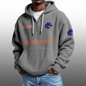 Boise State EST 1939 Half Quarter Zip Waffle Hoodie 1