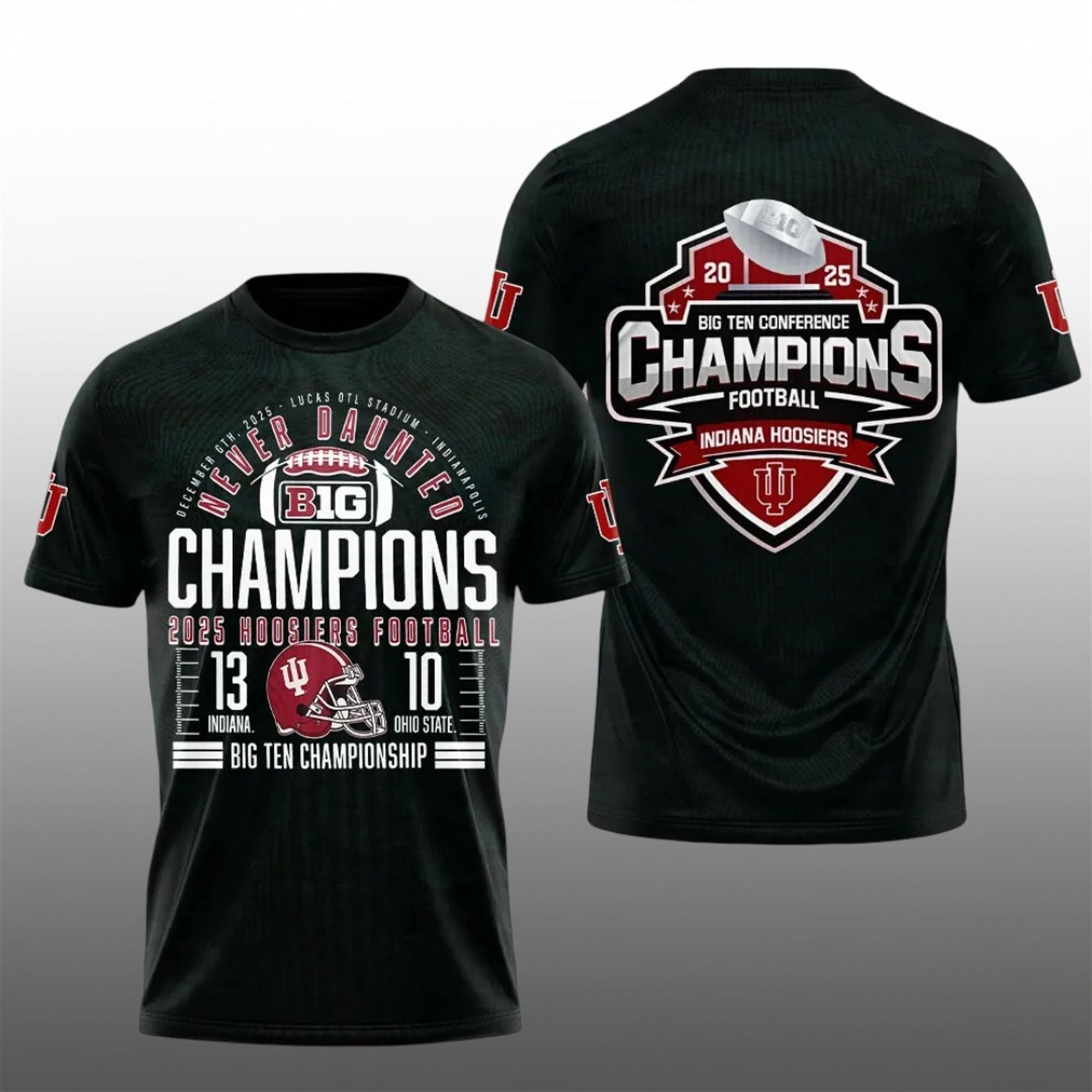 1 Indiana Hoosiers Never Daunted 2025 Big Ten Conference Champions Shirt 1 Indiana Hoosiers Never Daunted 2025 Big Ten Conference Champions Shirt